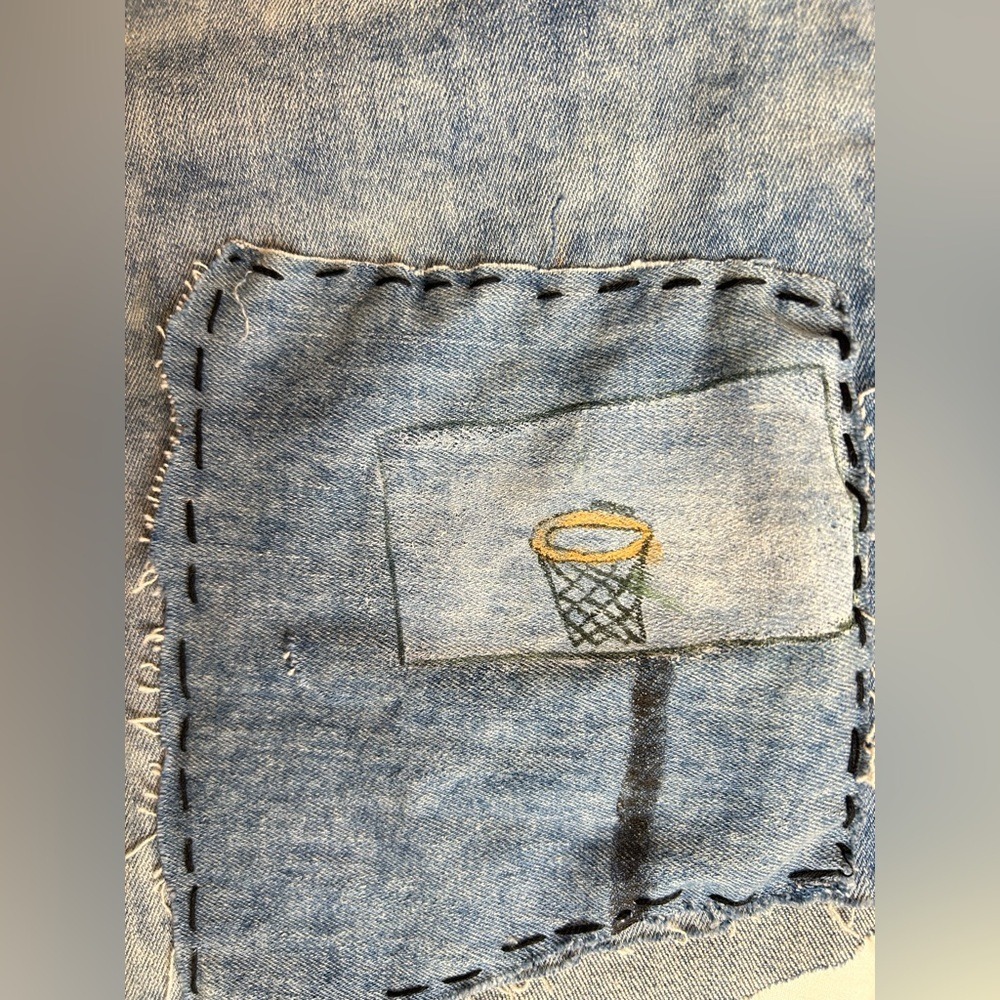 Women's BDG Light Blue Denim Patch Shorts with Urban Embroidered Patch Work 33 - Picture 3 of 15